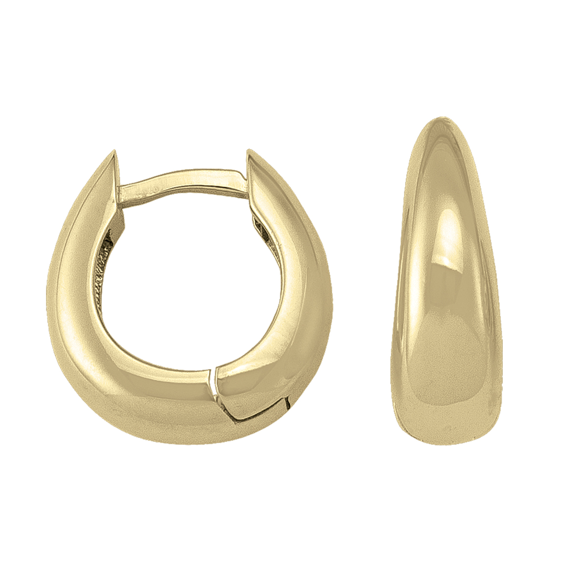 Yellow Gold Oval Huggie Earring - 14K