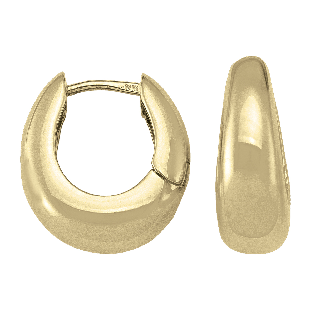 Yellow Gold Oval Huggie Earring - 18K