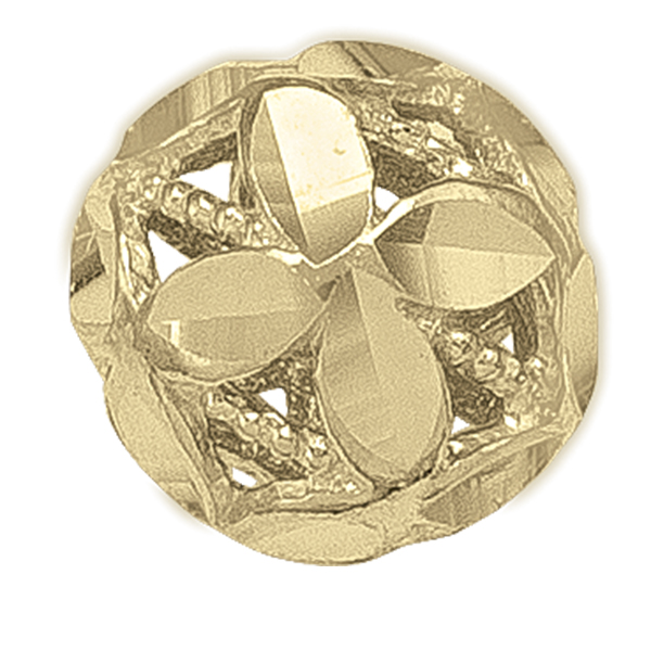 Yellow Gold Diamond Cut Ball Stud Earring