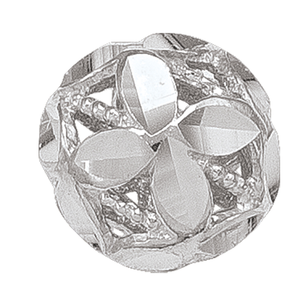 White Gold Diamond Cut Ball Stud Earring