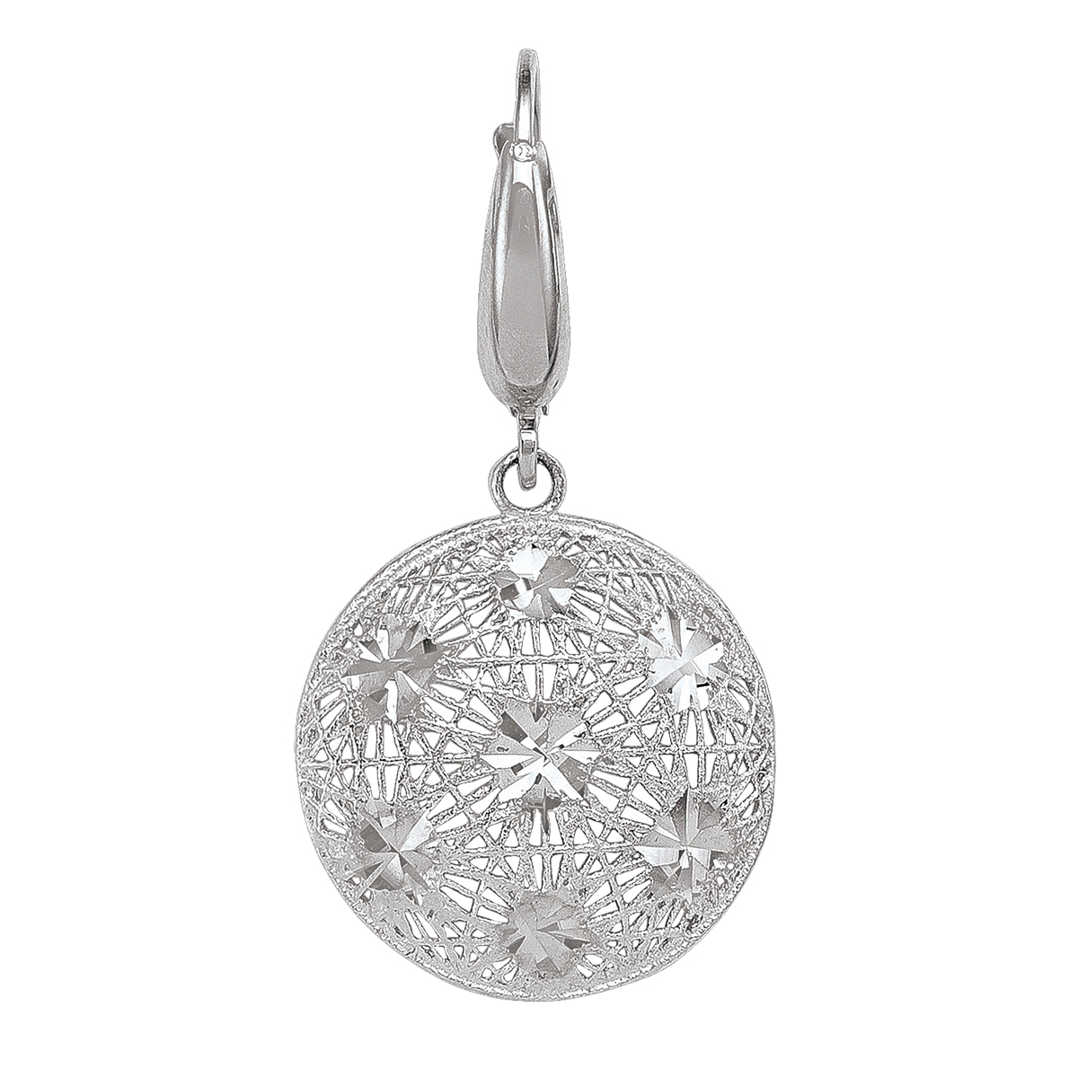 White Gold Fancy Diamond Cut Disc Earring