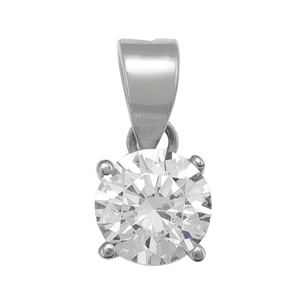 White Gold 6Mm Cz 4-Claw Pendant