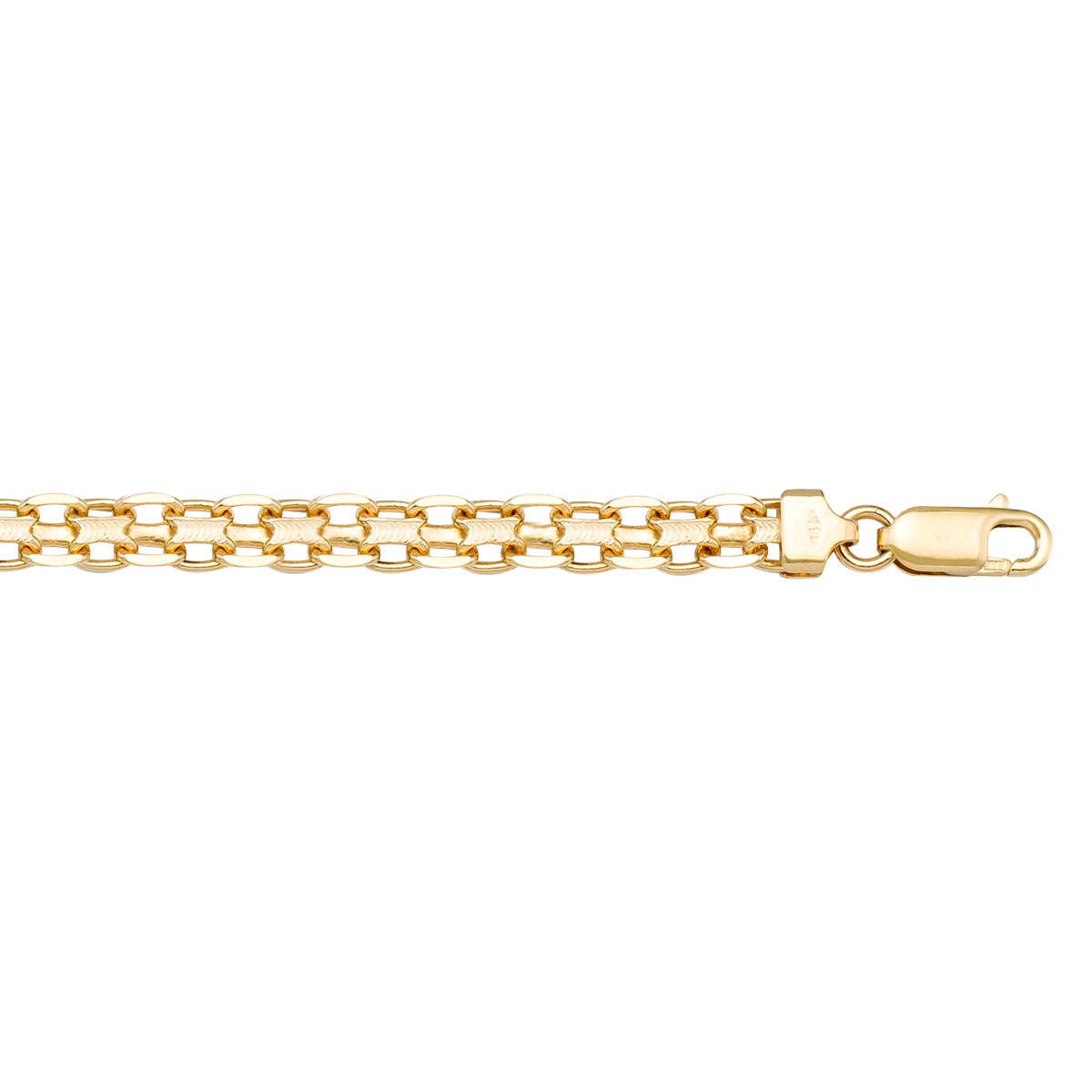 Yellow Gold Solid Bismark Link - 14K - 14k - 7"