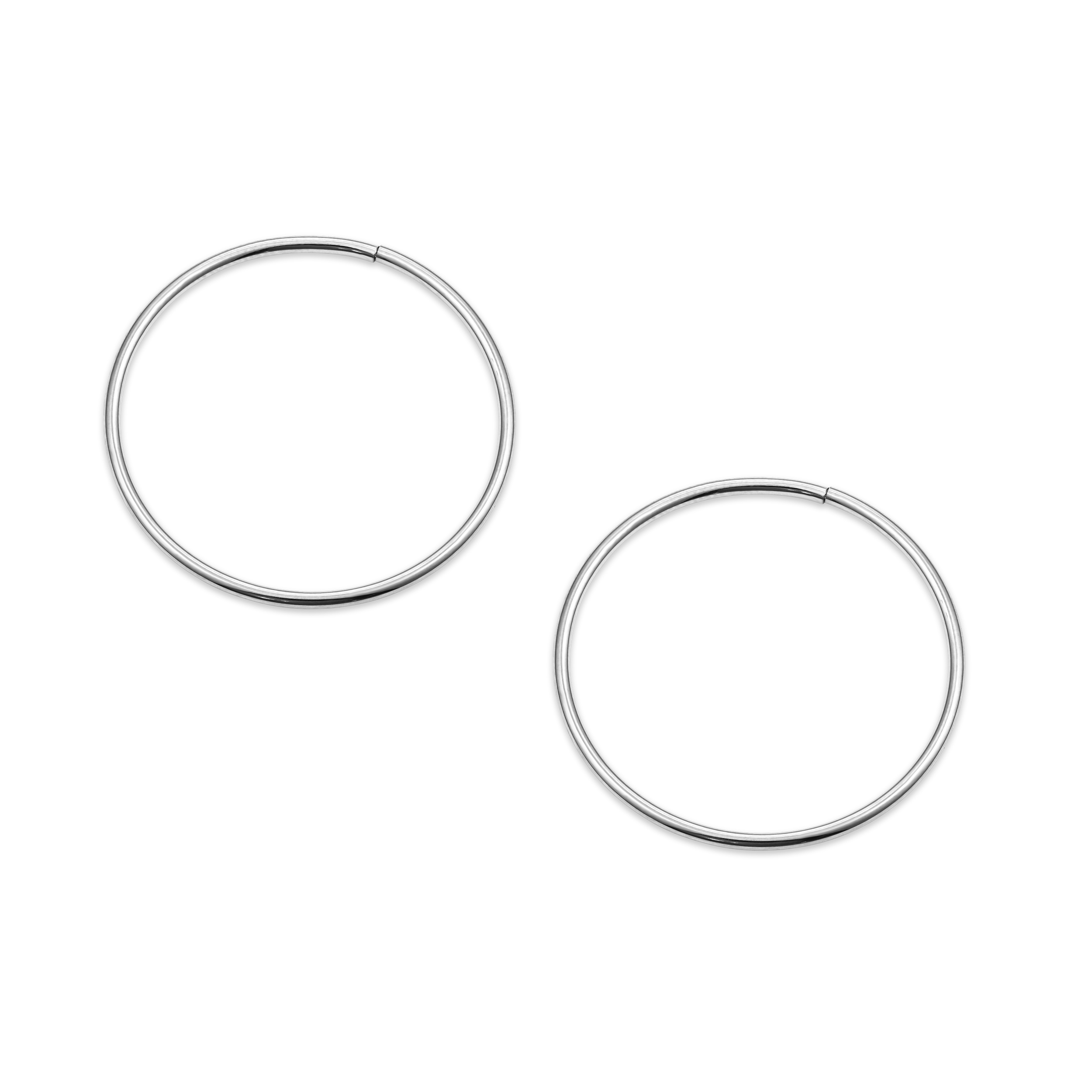 N5057 14K White Gold Large 1.2Mm Tube Sleeper Earring 28Mm