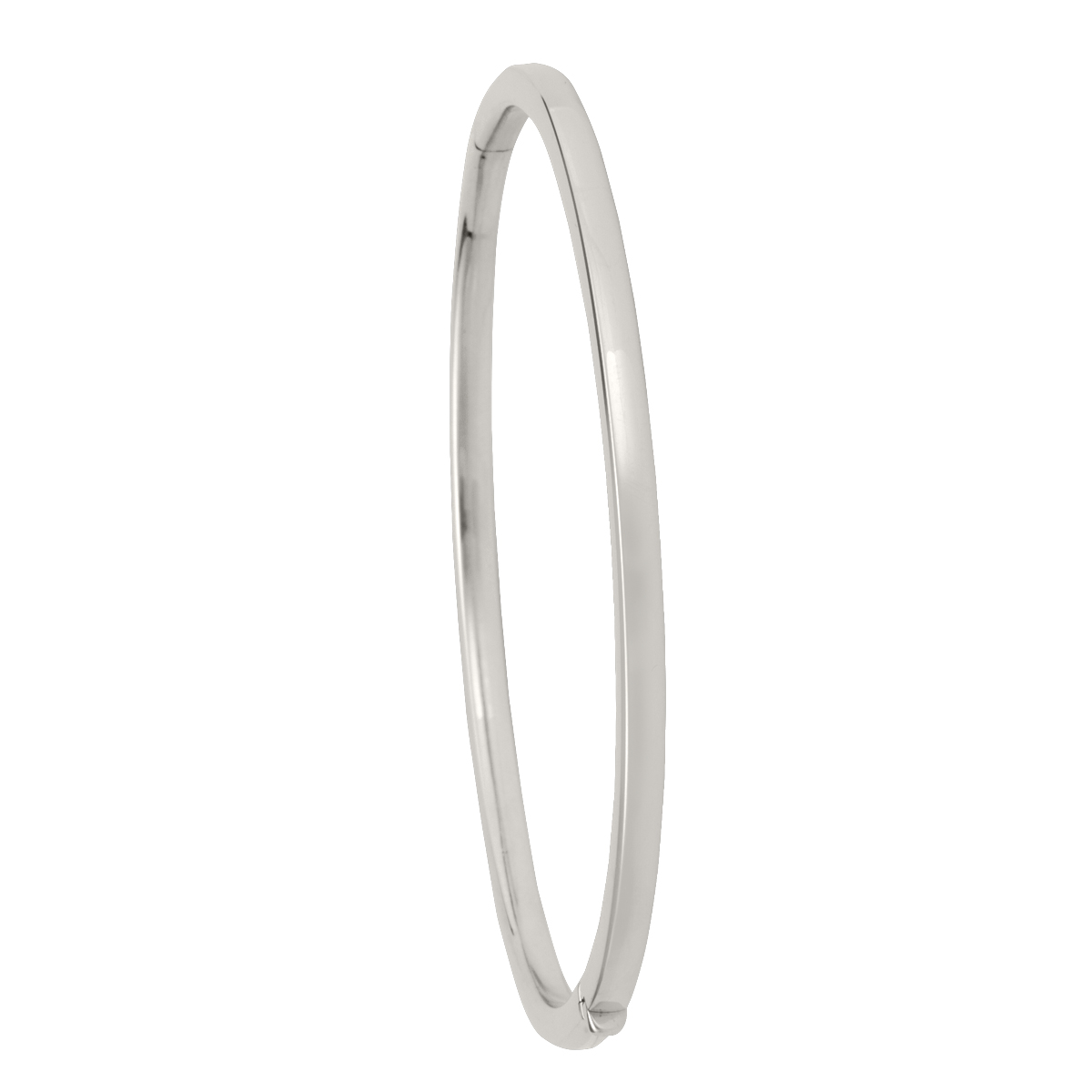 White Gold Square Tube High Polish Hollow Bangle - 10K
