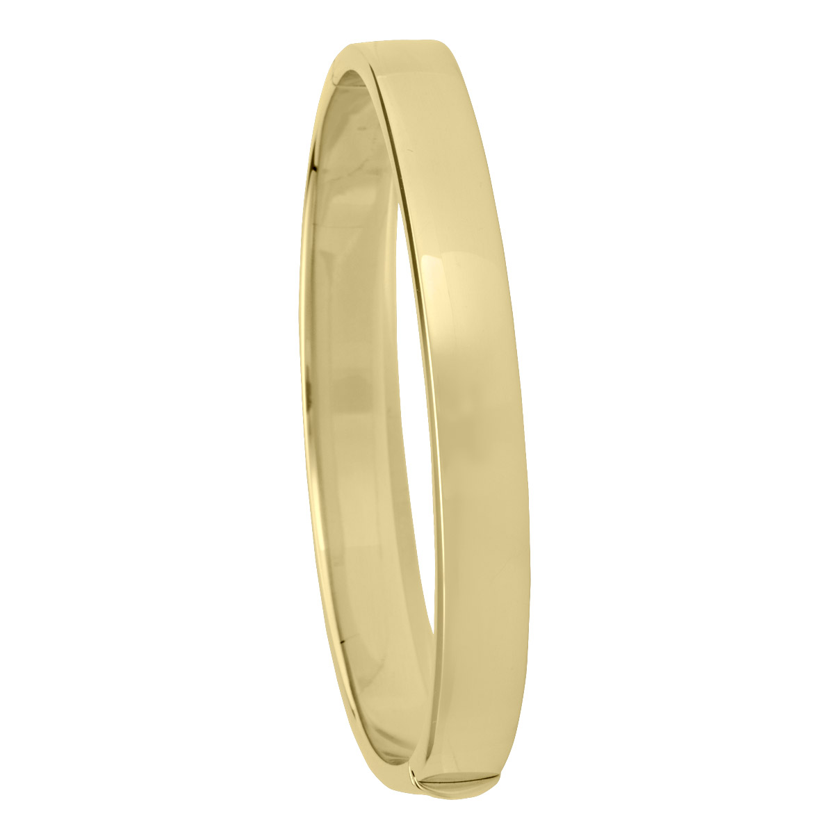 Yellow Gold Square Tube High Polish Hollow Bangle - 10K