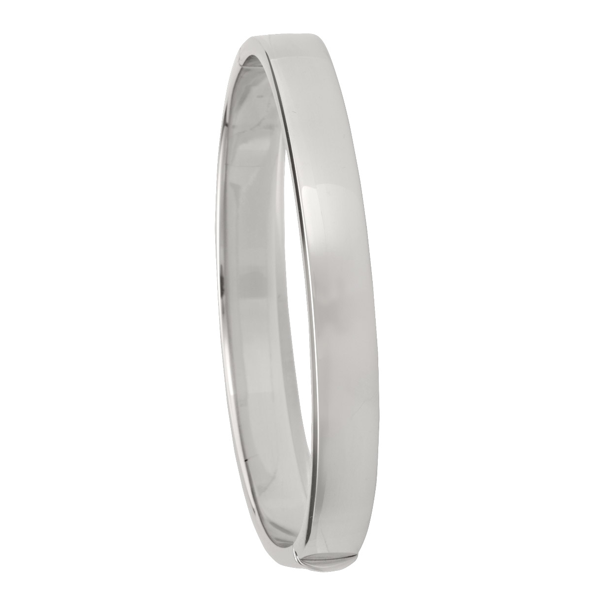 White Gold Square Tube High Polish Hollow Bangle - 10K