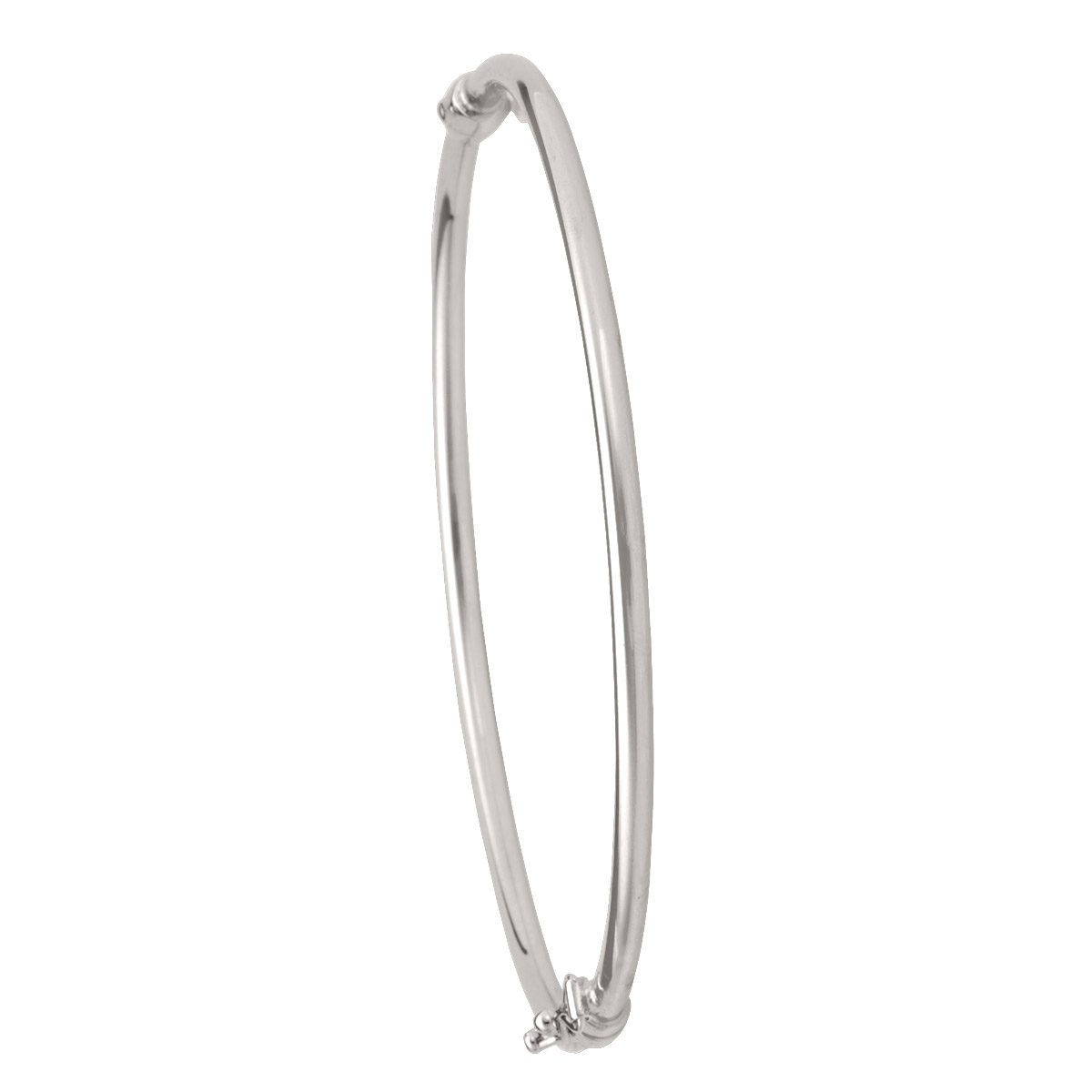3Mm White Gold High Polish Tube Bangle - 10K