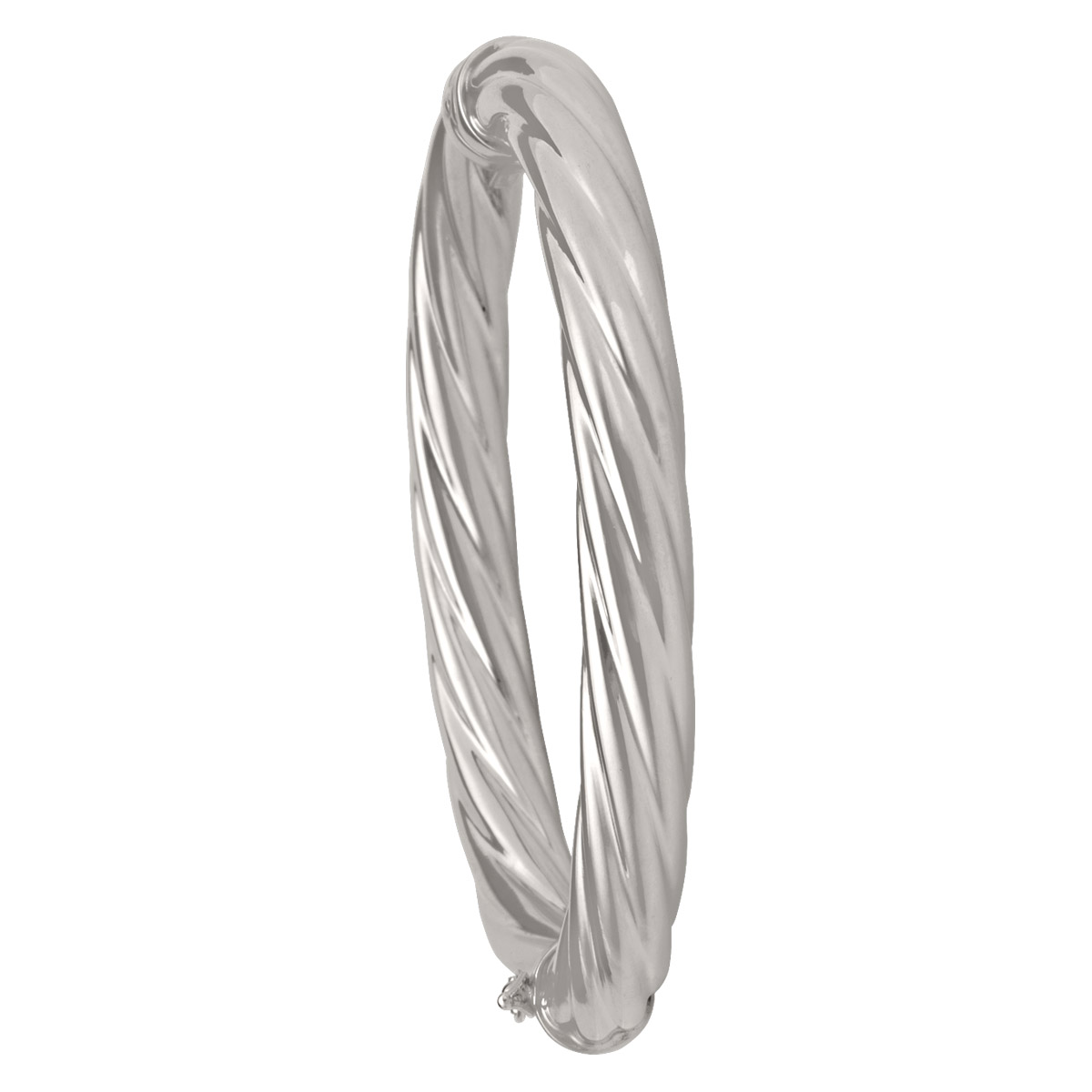 8Mm White Gold Twist Bangle - 18K
