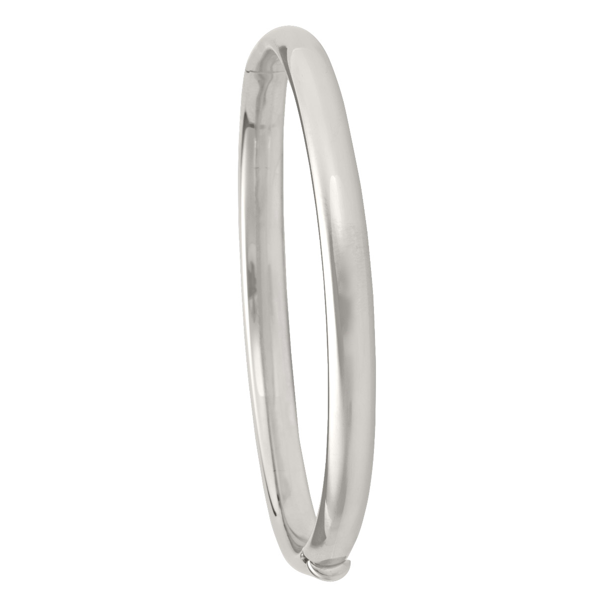 White Gold High Polish Hollow Bangle - 10K