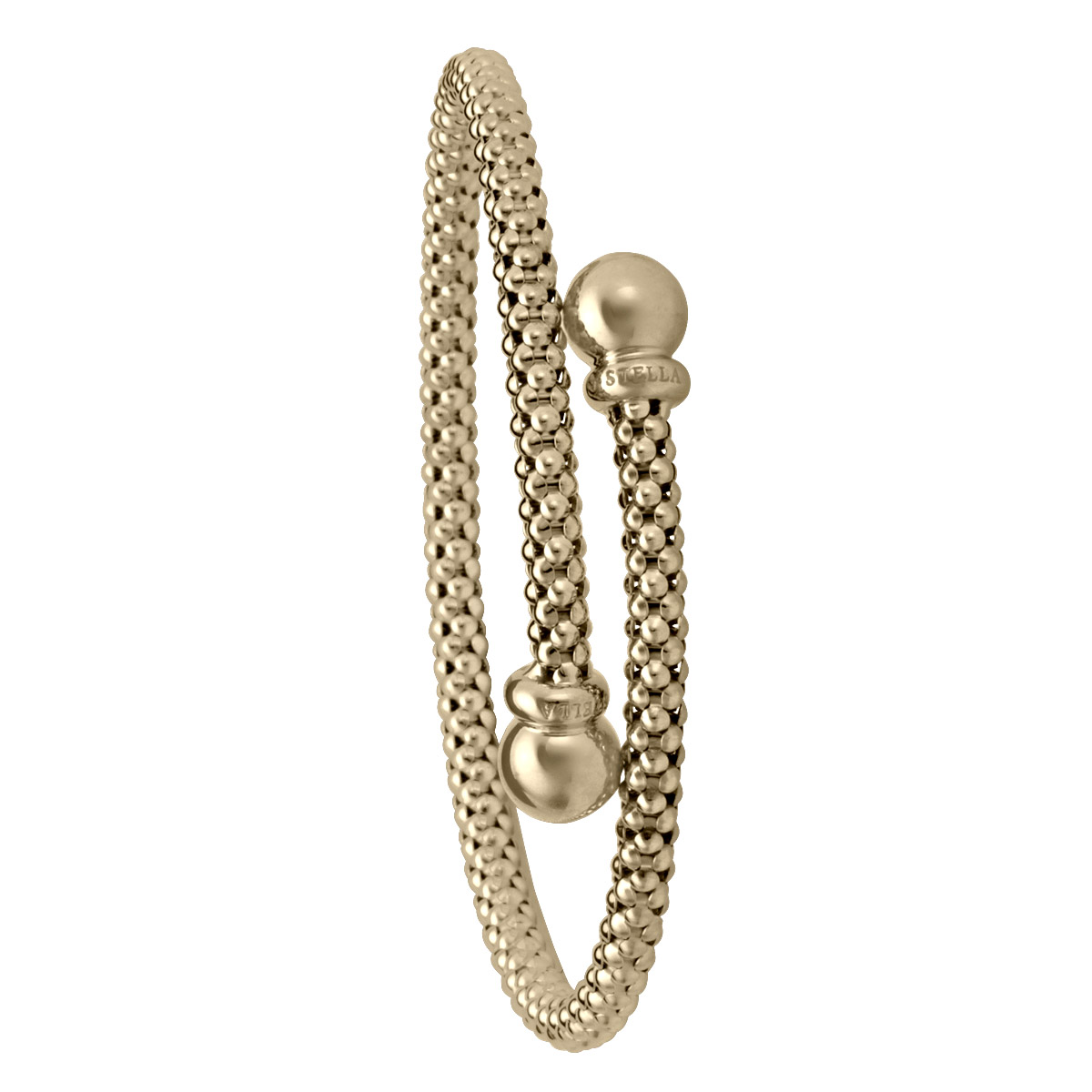 Two Tone Fancy Mesh Bangle - 18K