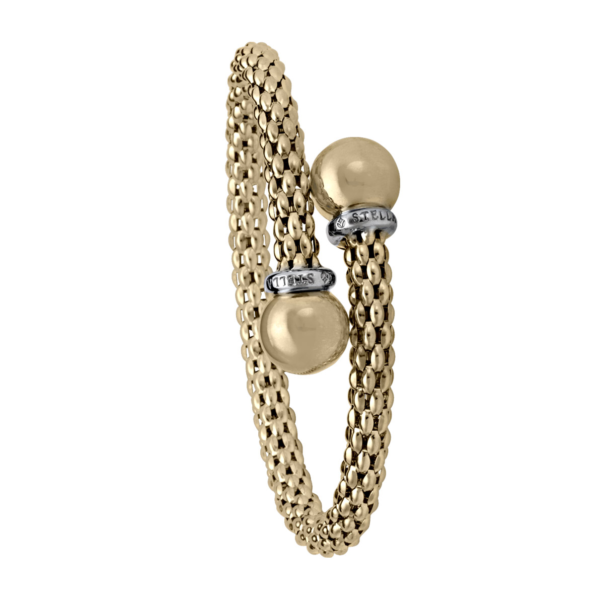 Two Tone Fancy Mesh Bangle - 18K