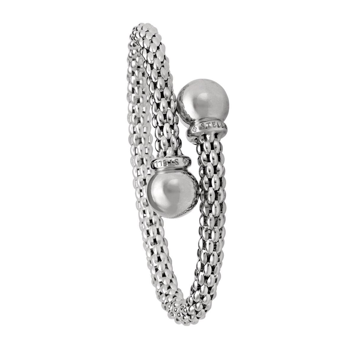White Gold Fancy Mesh Bangle - 14K