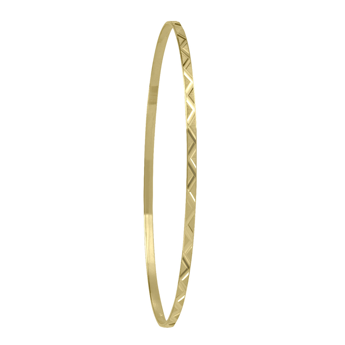 2Mm Yellow Gold Diamond Cut Slip On Bangle