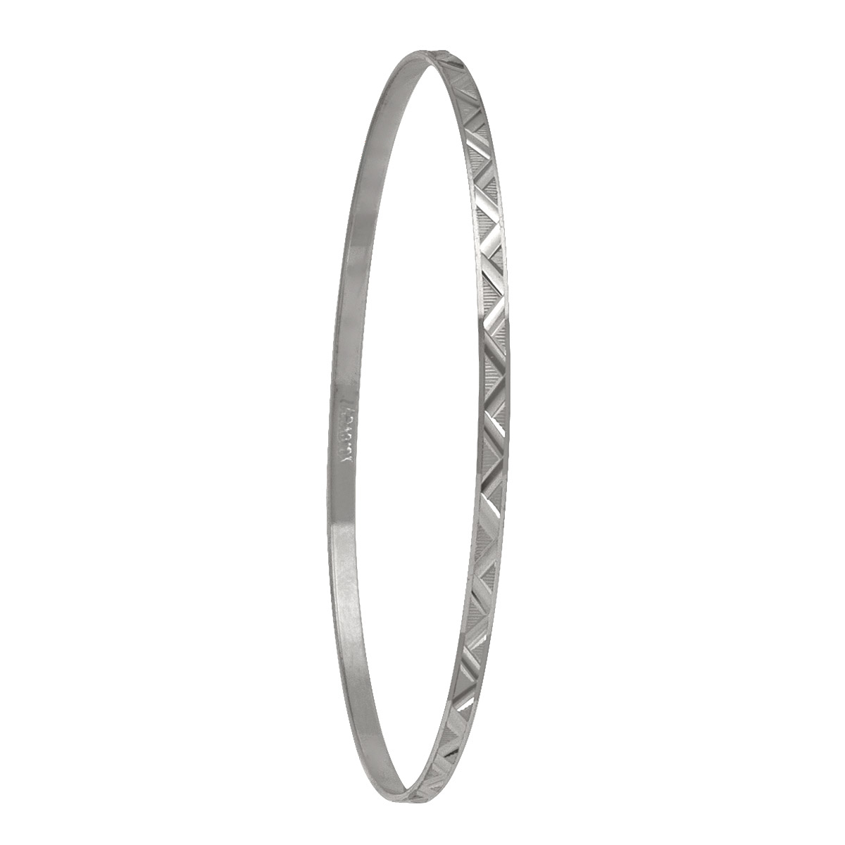 2Mm White Gold Diamond Cut Slip On Bangle