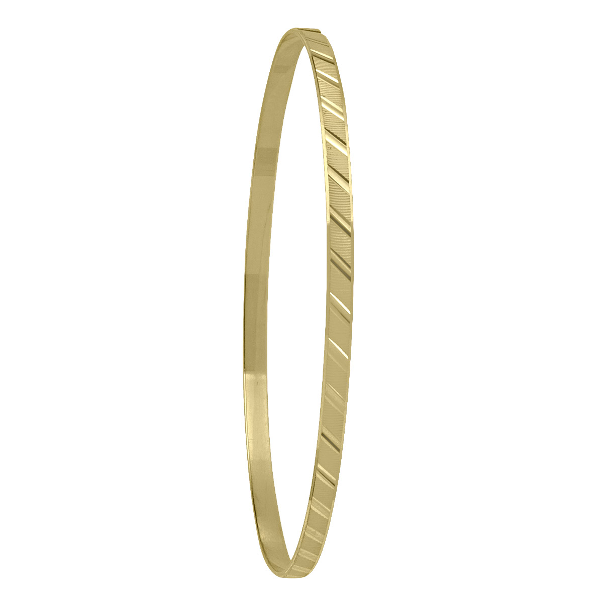 3Mm Yellow Gold Diamond Cut Slip On Bangle