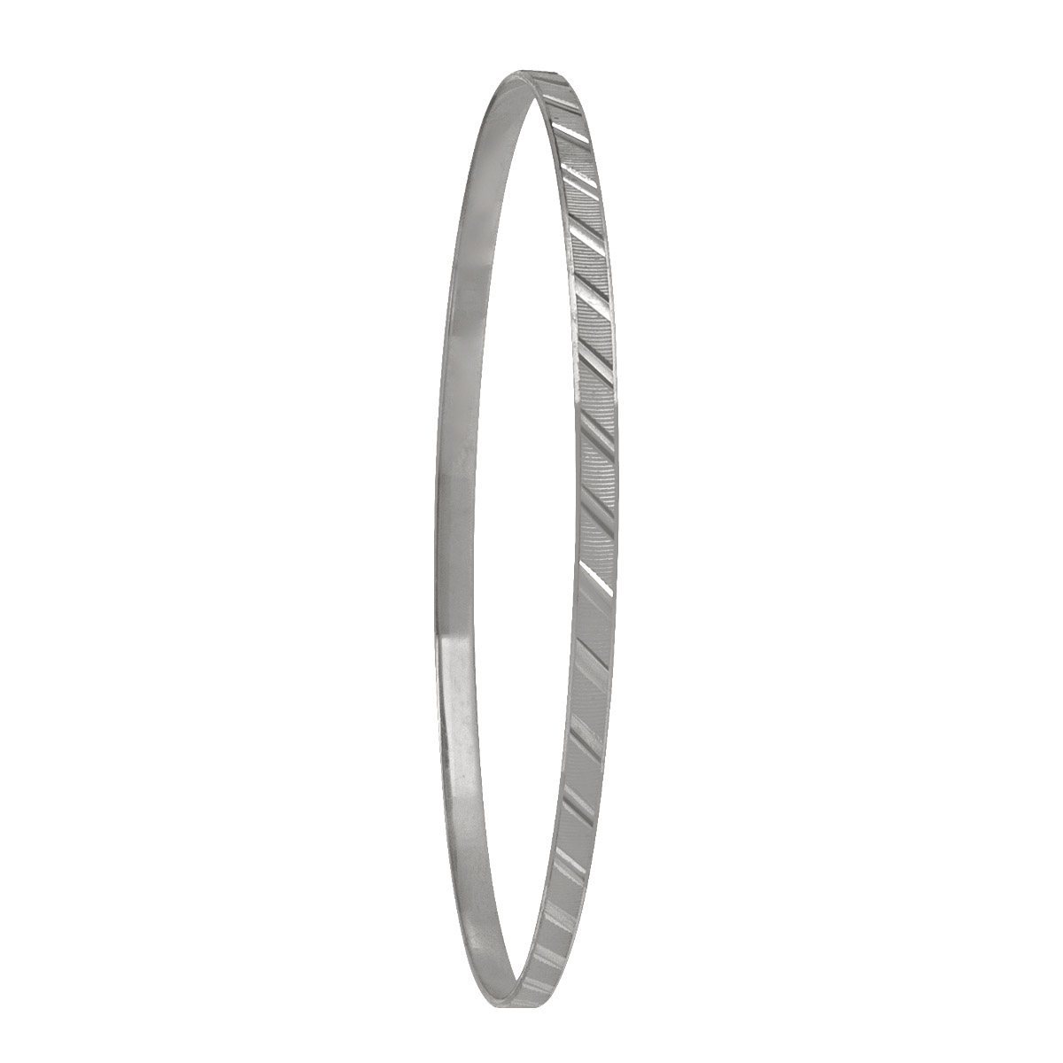 3Mm White Gold Diamond Cut Slip On Bangle