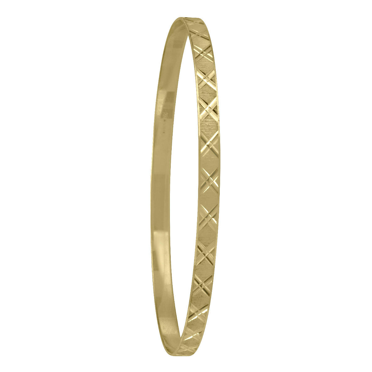 4Mm Yellow Gold Diamond Cut Slip On Bangle