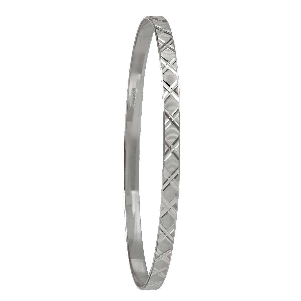 4Mm White Gold Diamond Cut Slip On Bangle