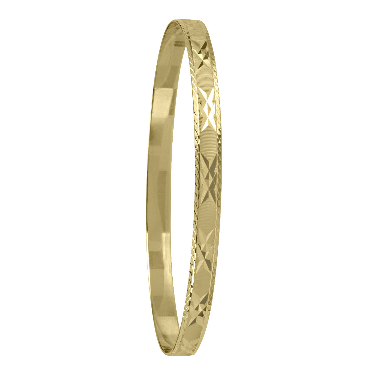 5Mm Yellow Gold Diamond Cut Slip On Bangle