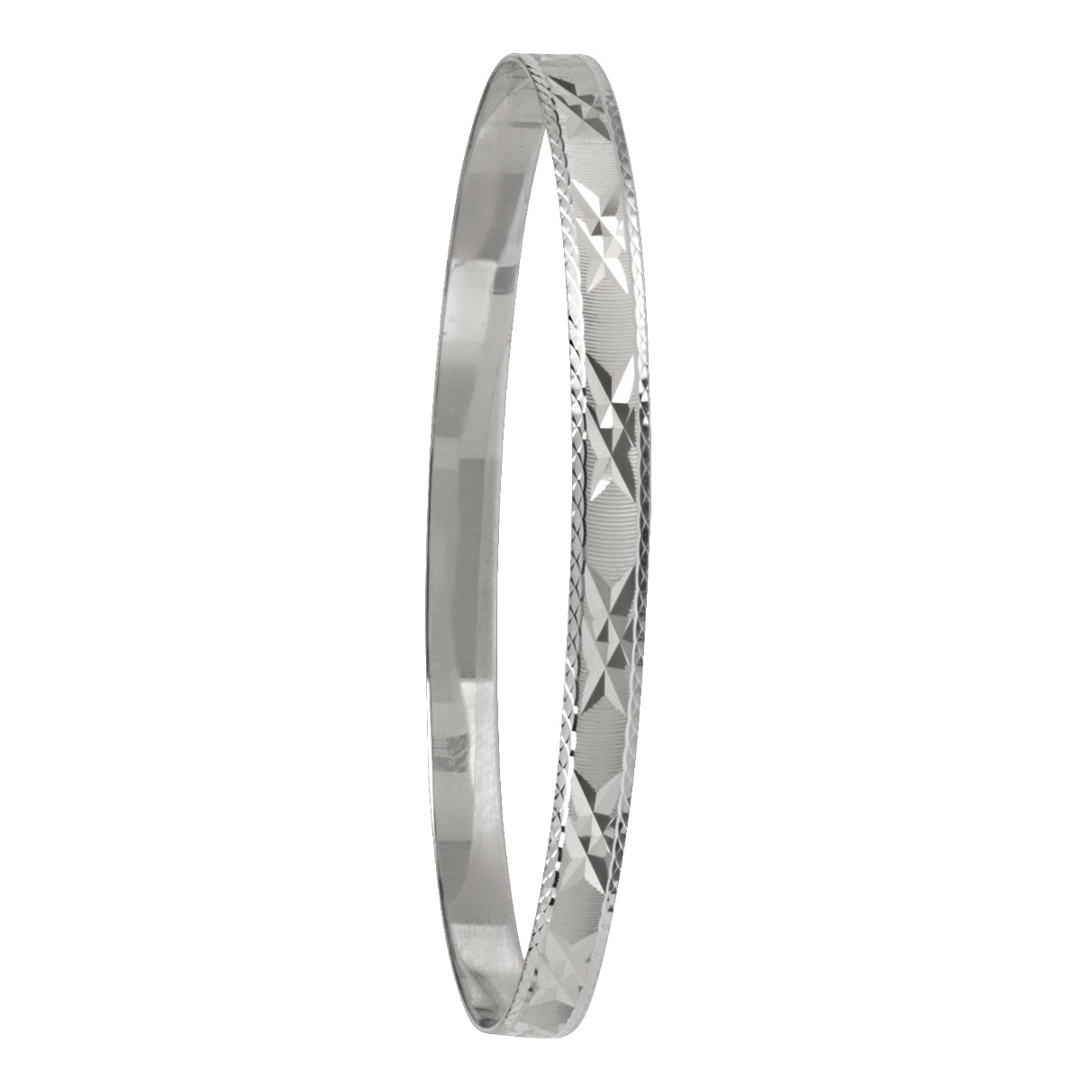 5Mm White Gold Diamond Cut Slip On Bangle
