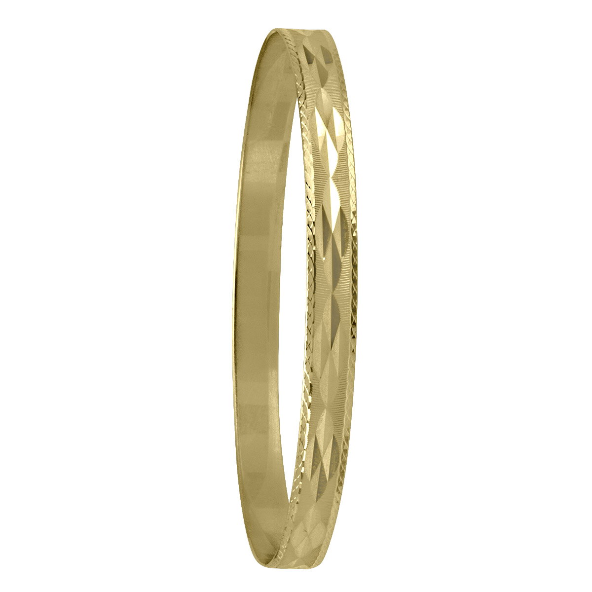6Mm Yellow Gold Diamond Cut Slip On Bangle