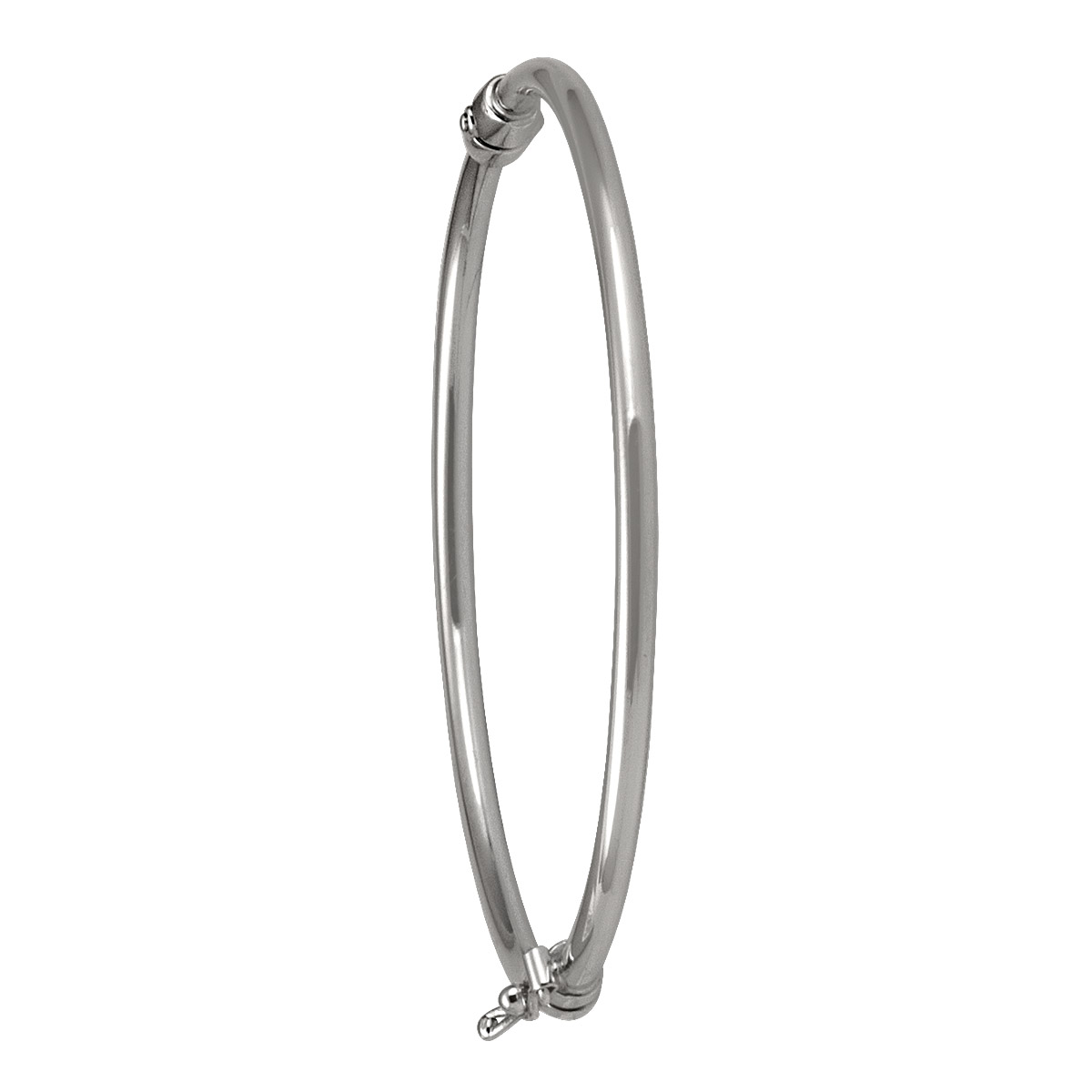 White Gold High Polish Tube Baby Bangle - 14K