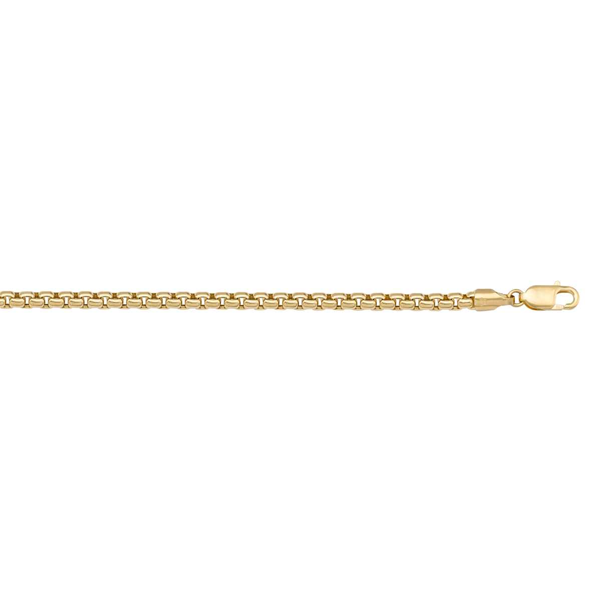 N601-Lt-Solid Yg Rounded Box Chain - 14K