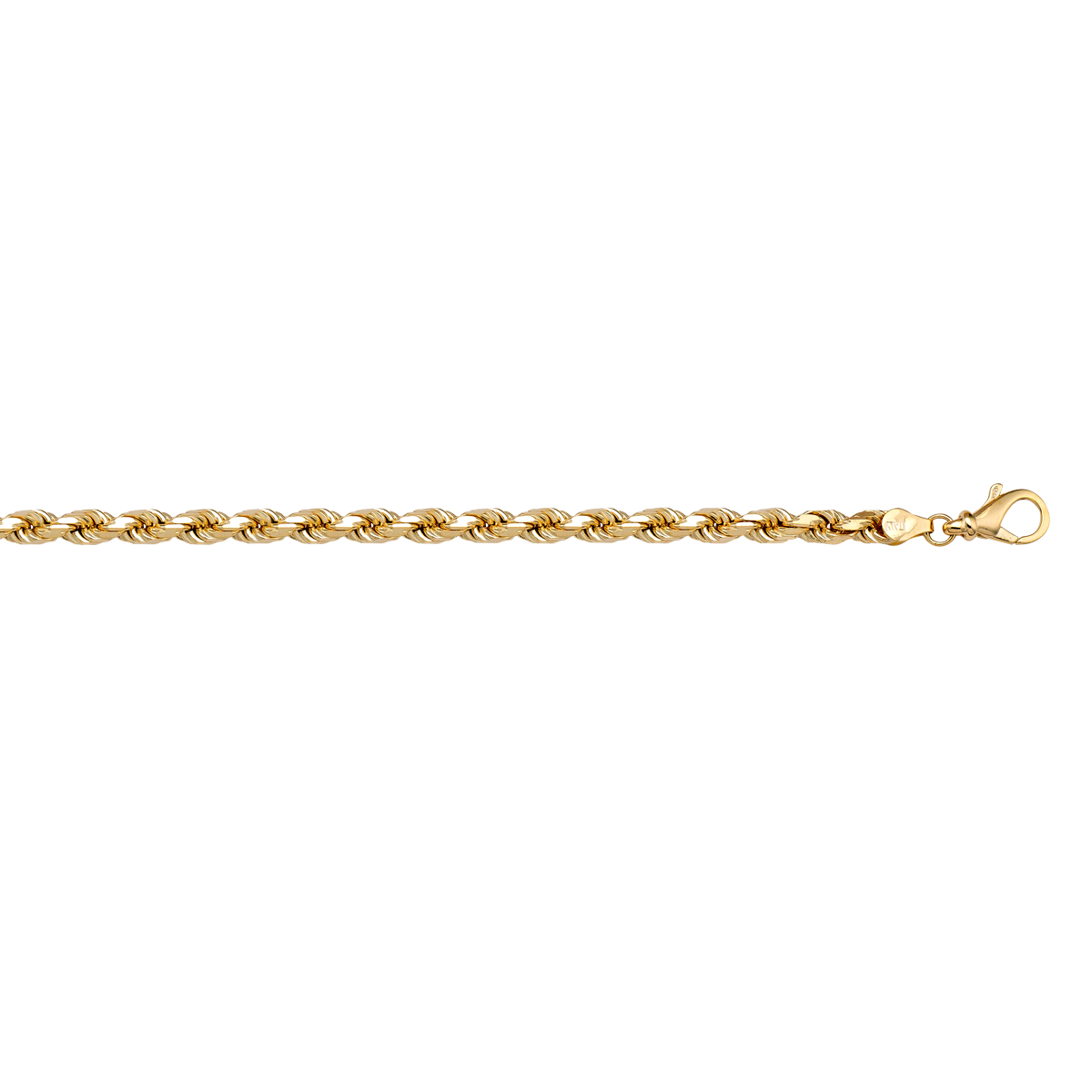 Yellow Gold Solid Diamond Cut Rope Link - 10K - 10k - 16"