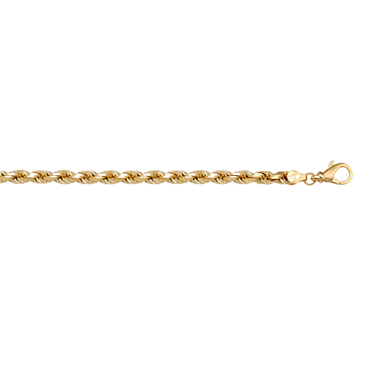 Yellow Gold Solid Diamond Cut Rope Link - 14K - 14k - 7"