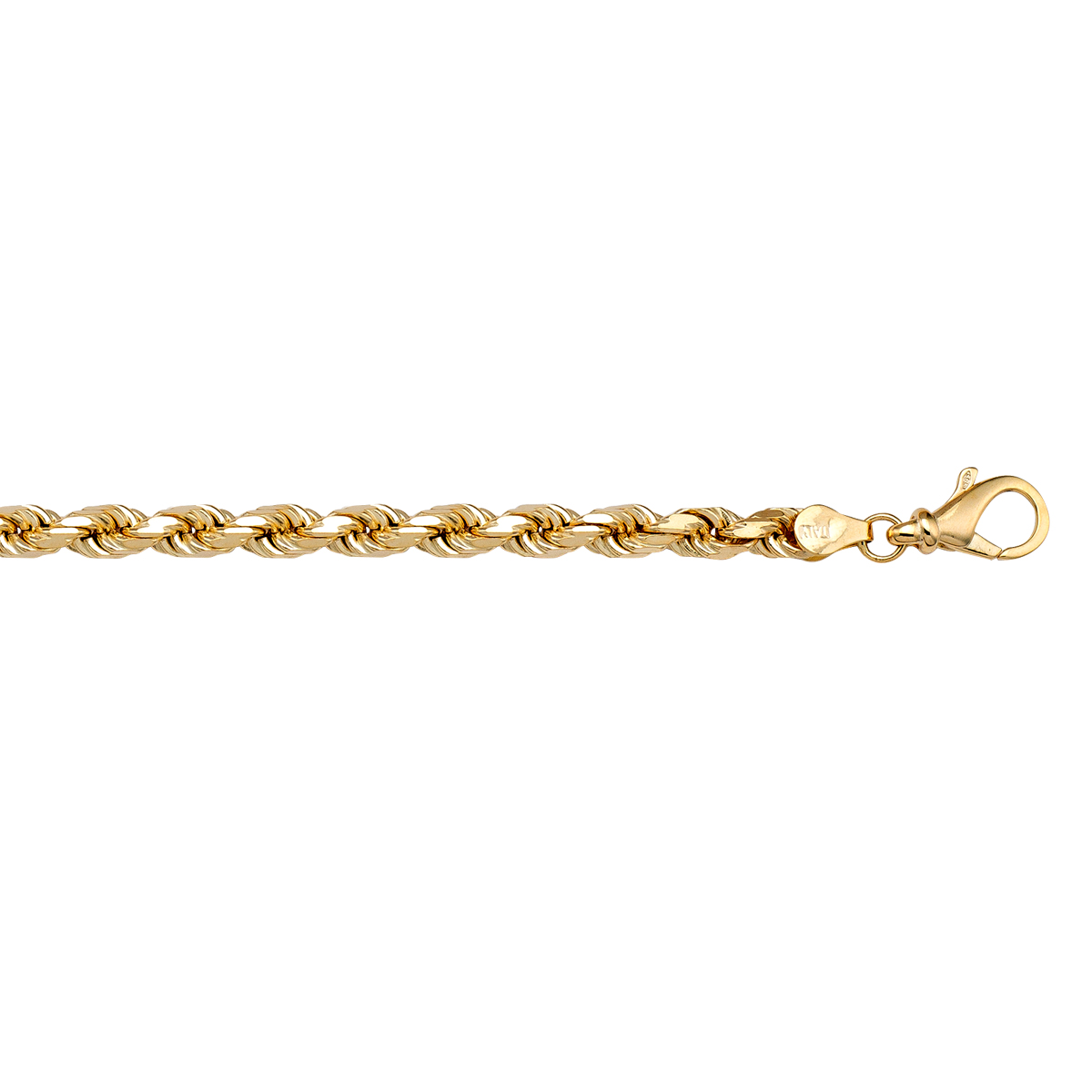 Yellow Gold Solid Diamond Cut Rope Link - 10K - 10k - 7.5"