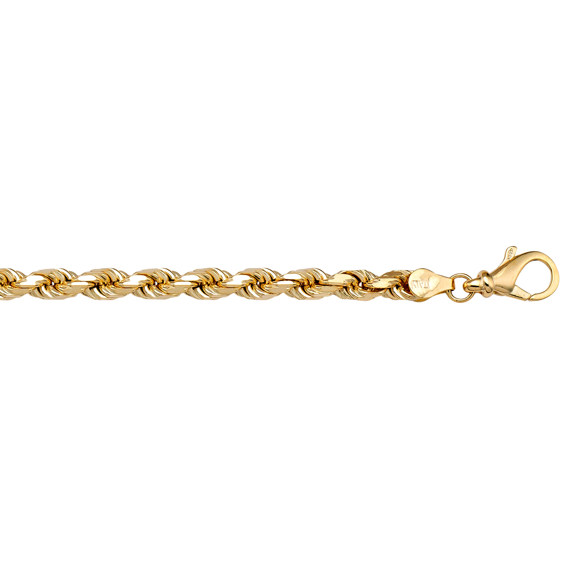 Yellow Gold Solid Diamond Cut Rope Link - 18K