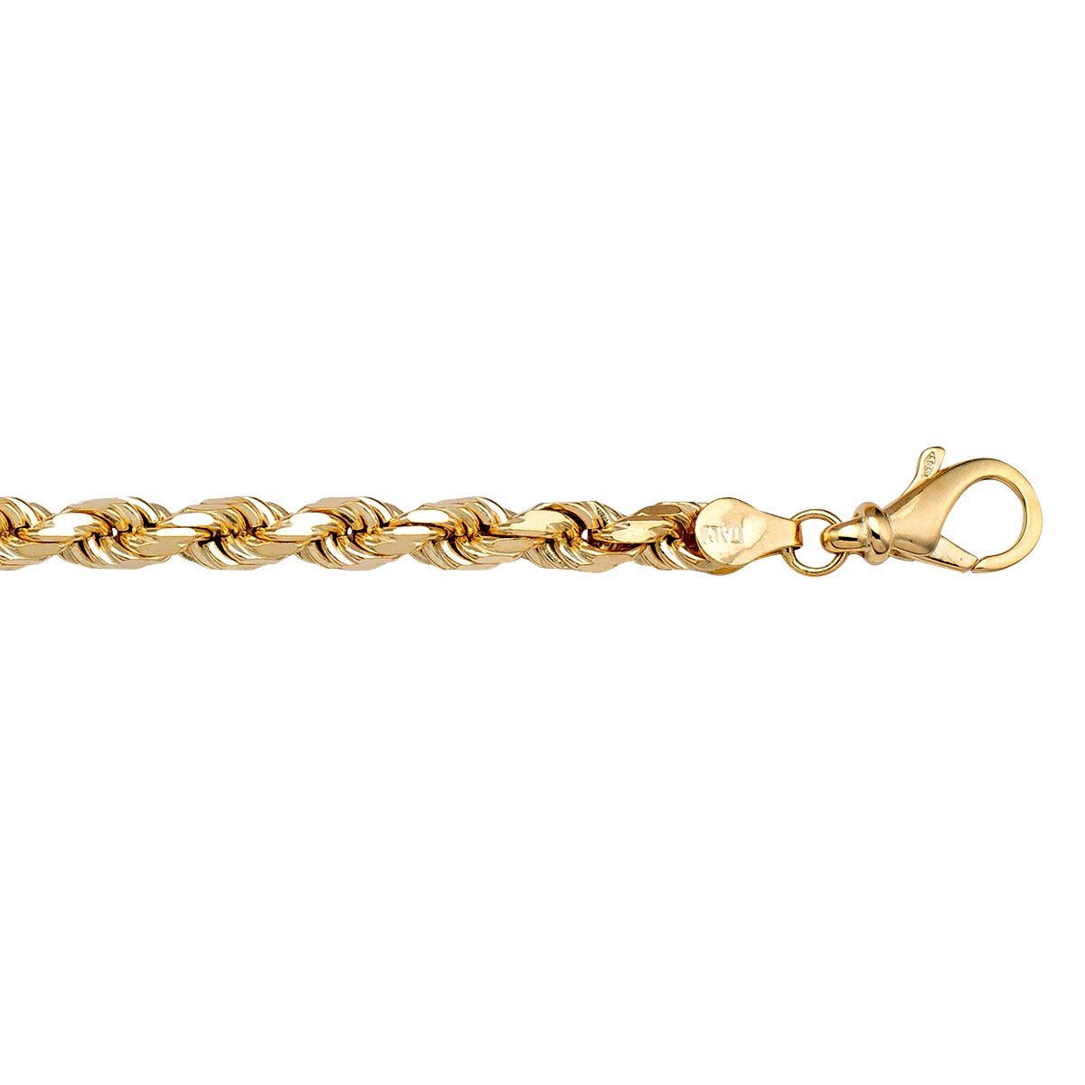 Yellow Gold Solid Diamond Cut Rope Link - 18K