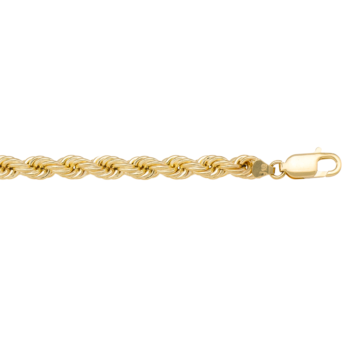 Yellow Gold Hollow Rope Link - 14K - 14k - 7.5"