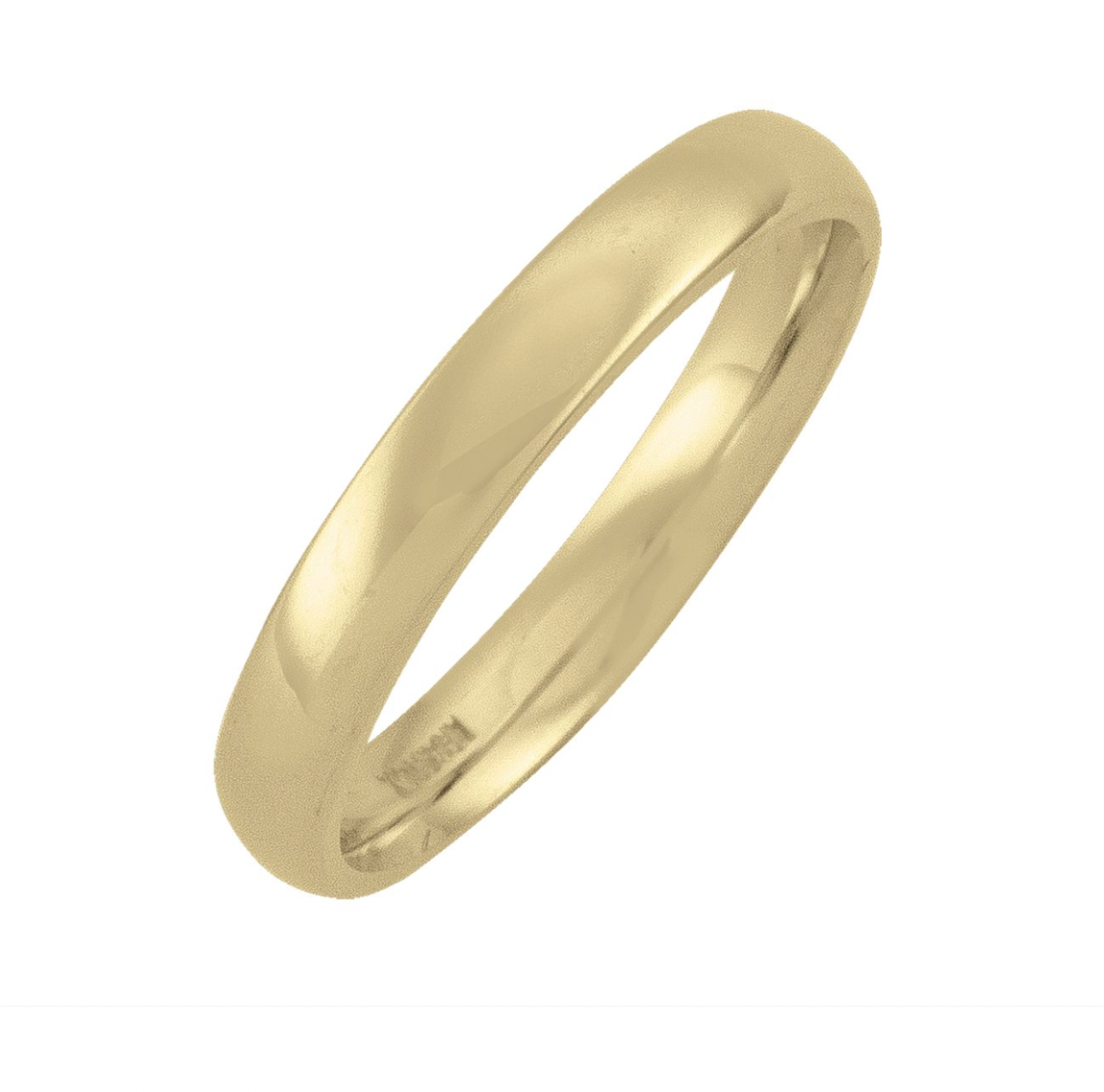3Mm Yellow Gold Domed Top With Inside Comfort Fit Wedding Band (Available In Various Ring Sizes) - 10