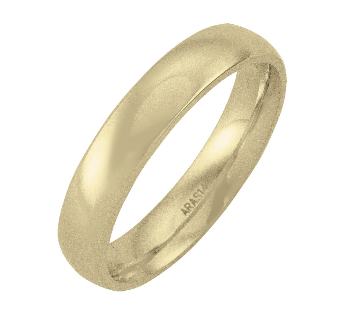 4Mm Yellow Gold Domed Top With Inside Comfort Fit Wedding Band (Available In Various Ring Sizes) - 9