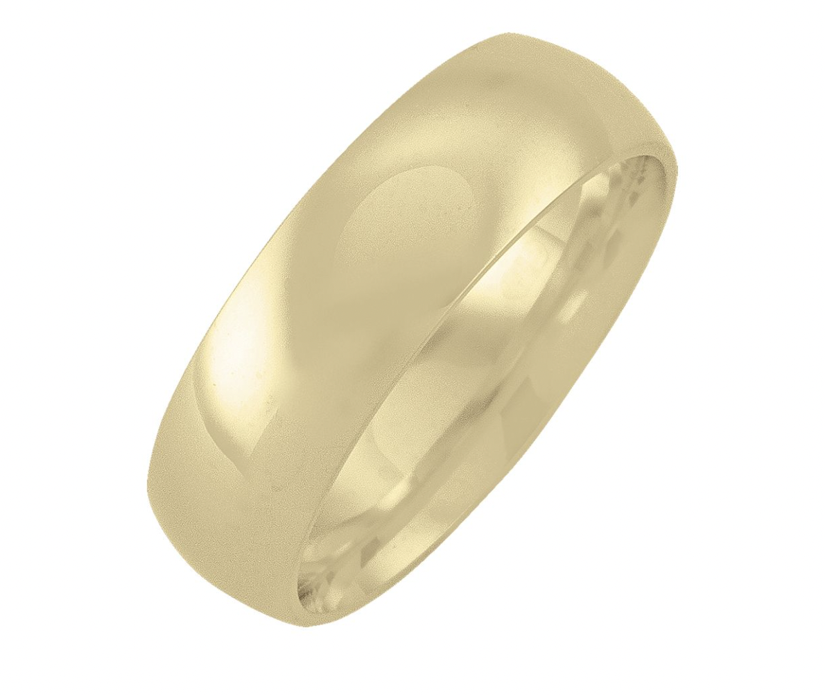 6Mm Yellow Gold Domed Top With Inside Comfort Fit Wedding Band (Available In Various Ring Sizes)