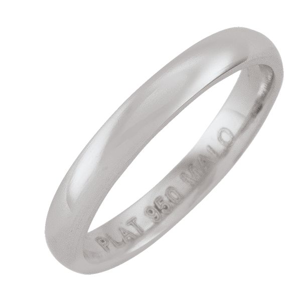 3Mm Platinum Domed Top With Inside Comfort Fit Wedding Band (Available In Various Ring Sizes)