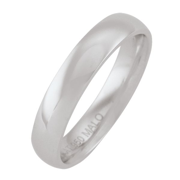 4Mm Platinum Domed Top With Inside Comfort Fit Wedding Band (Available In Various Ring Sizes) - 4