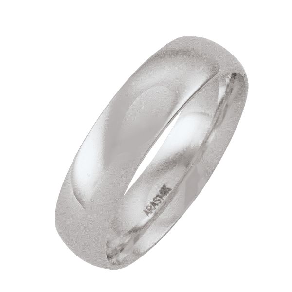 5Mm White Gold Domed Top With Inside Comfort Fit Wedding Band (Available In Various Ring Sizes) - 9