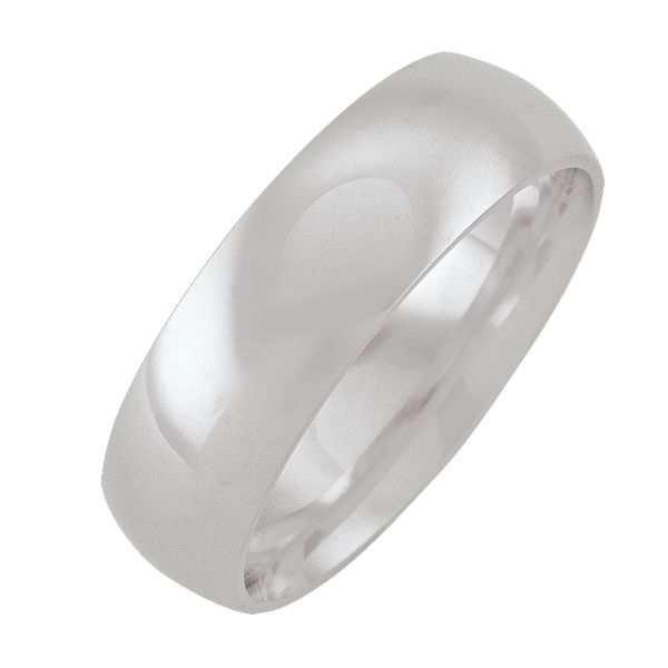 6Mm White Gold Domed Top With Inside Comfort Fit Wedding Band (Available In Various Ring Sizes) - 18K