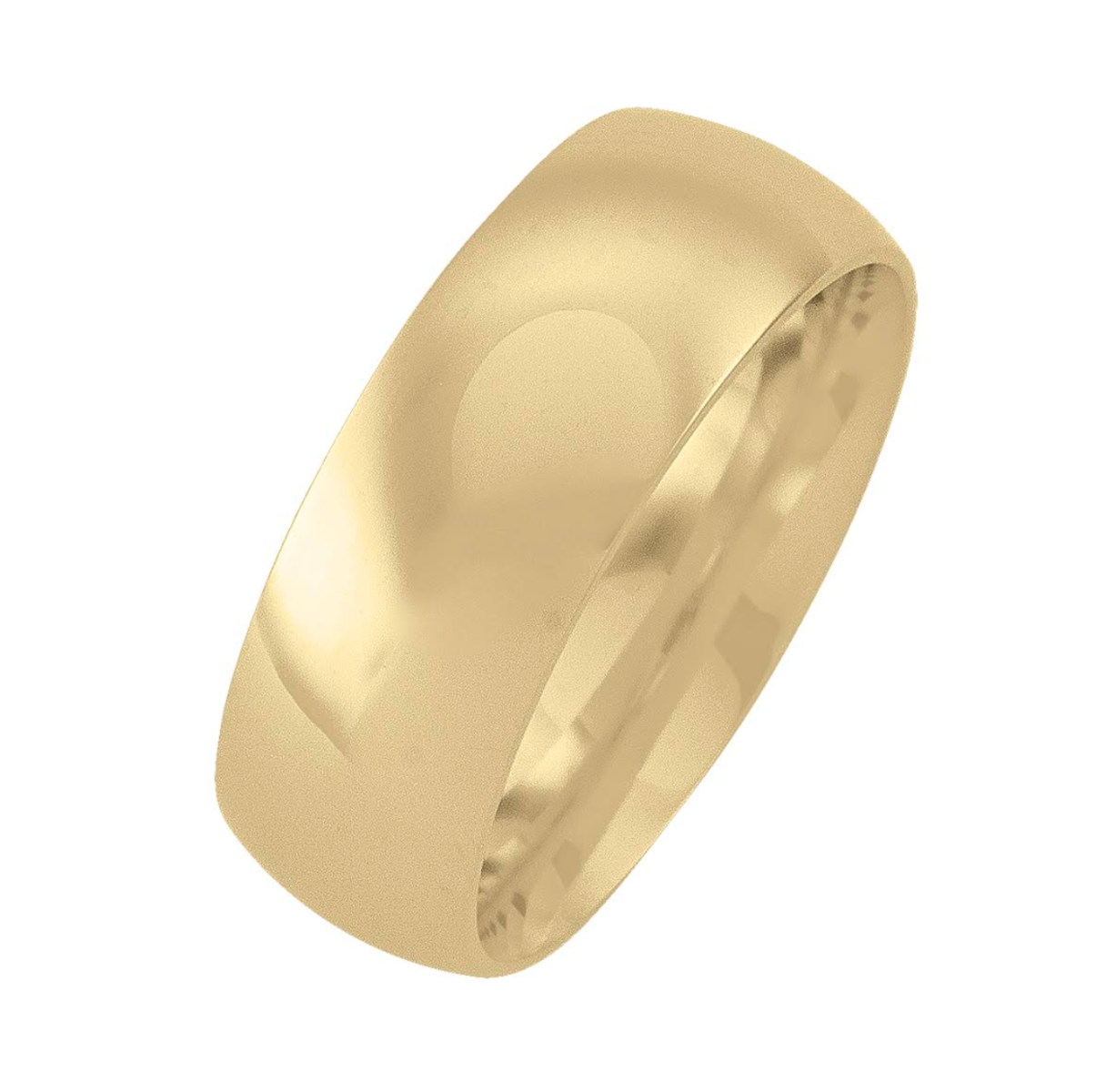 7Mm Yellow Gold Domed Top With Inside Comfort Fit Wedding Band (Available In Various Ring Sizes) - 9