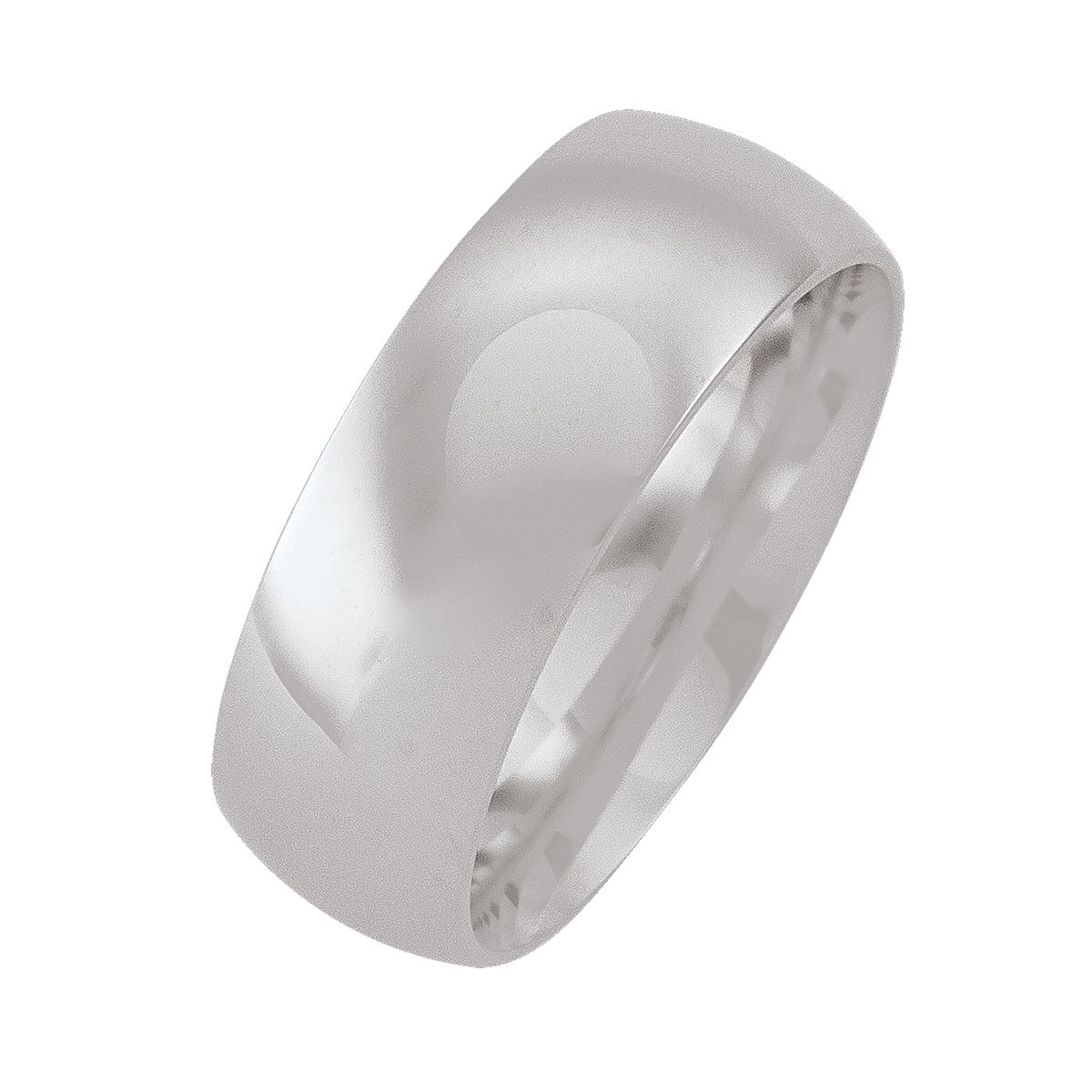 7Mm White Gold Domed Top With Inside Comfort Fit Wedding Band (Available In Various Ring Sizes)