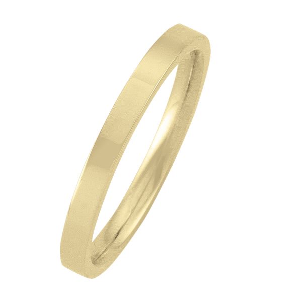 2Mm Yellow Gold Flat Top With Inside Comfort Fit Wedding Band (Available In Various Ring Sizes) - 5