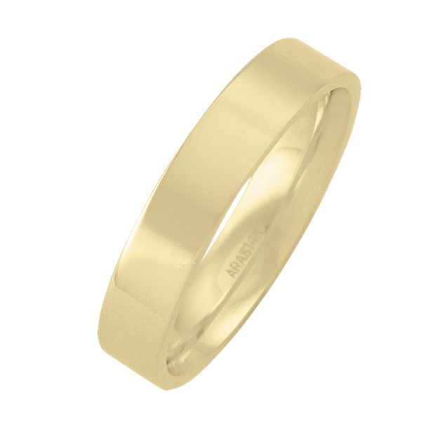 4Mm Yellow Gold Flat Top With Inside Comfort Fit Wedding Band (Available In Various Ring Sizes) - 11