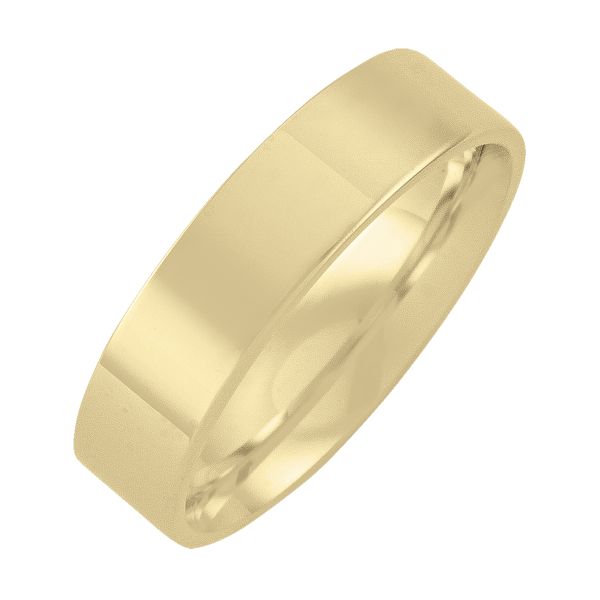 5Mm Yellow Gold Flat Top With Inside Comfort Fit Wedding Band (Available In Various Ring Sizes) - 9