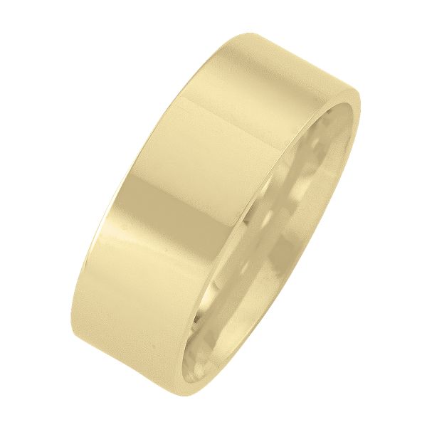 7Mm Yellow Gold Flat Top With Inside Comfort Fit Wedding Band (Available In Various Ring Sizes) - 10