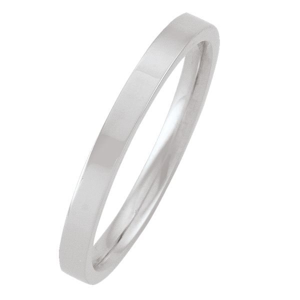 2Mm White Gold Flat Top With Inside Comfort Fit Wedding Band (Available In Various Ring Sizes) - 10