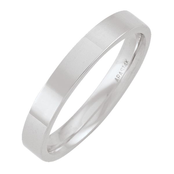 3Mm White Gold Flat Top With Inside Comfort Fit Wedding Band (Available In Various Ring Sizes) - 4