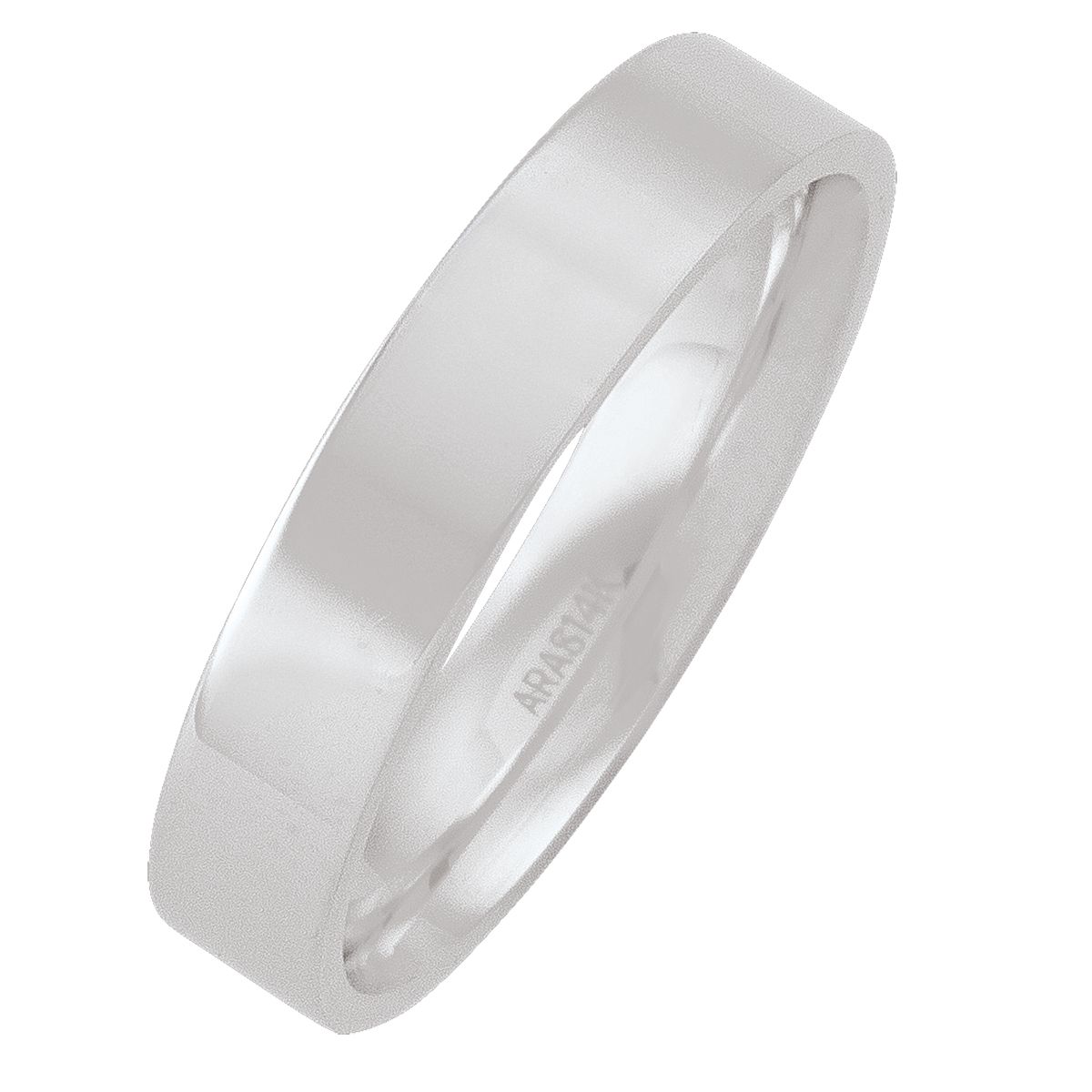 4Mm White Gold Flat Top With Inside Comfort Fit Wedding Band (Available In Various Ring Sizes) - 9